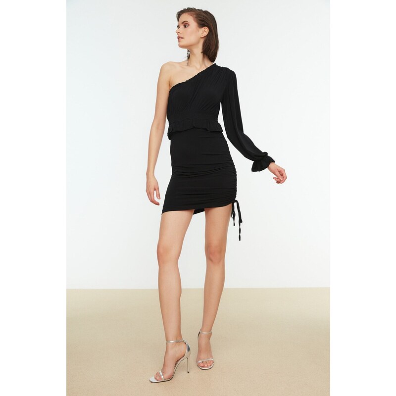 Trendyol Black Gippe Detailed Knitted Evening Dress