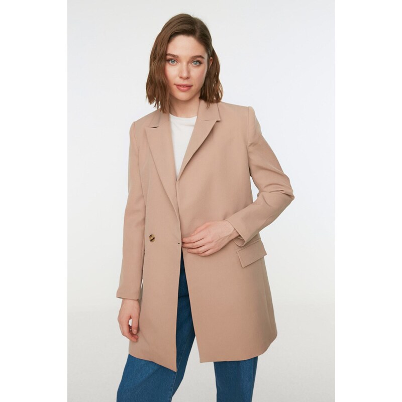 Trendyol Beige Pocket Detailed Blazer Woven Jacket