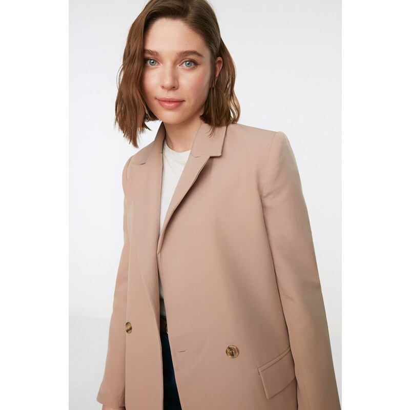 Trendyol Beige Pocket Detailed Blazer Woven Jacket