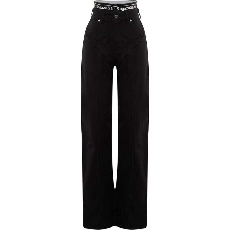 Trendyol X Sagaza Studio Black Wide Leg Jeans