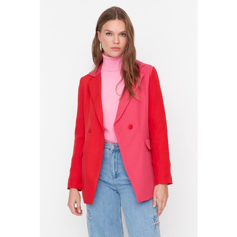 Trendyol Red Two Color Lined Blazer Woven Jacket