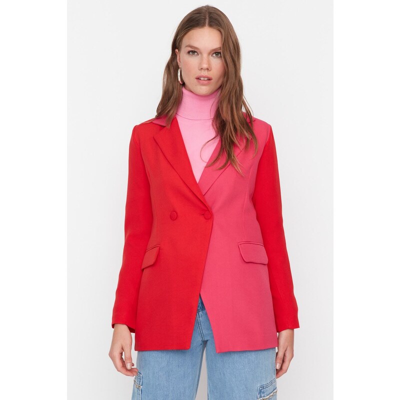 Trendyol Red Two Color Lined Blazer Woven Jacket