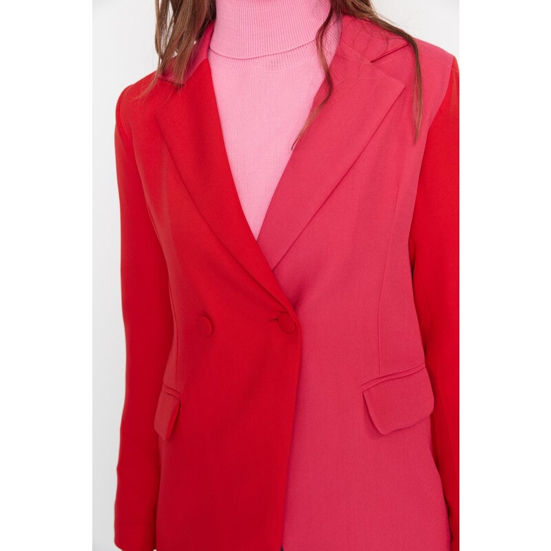 Trendyol Red Two Color Lined Blazer Woven Jacket