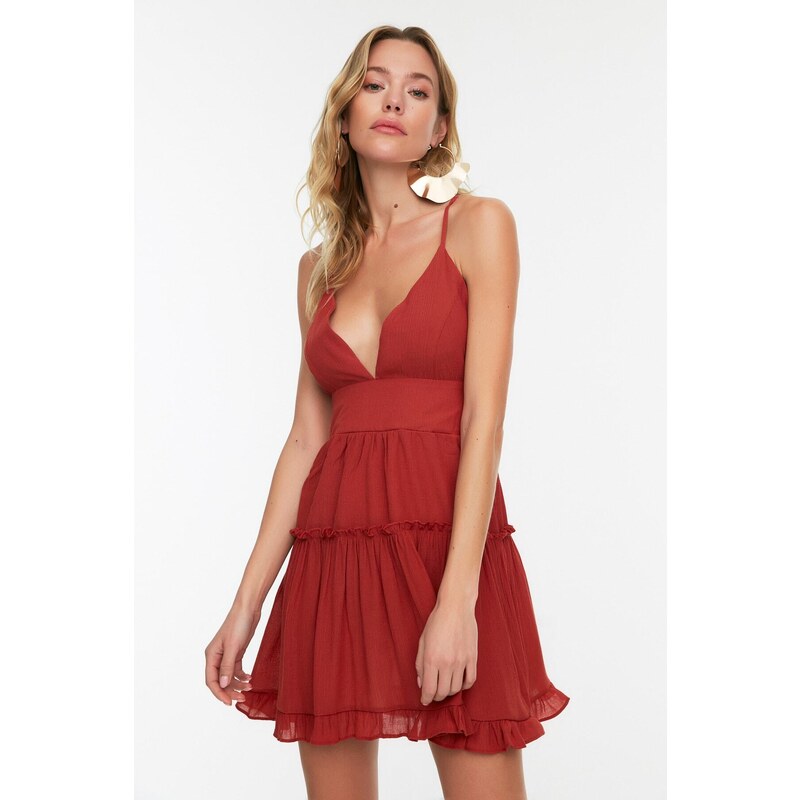 Trendyol Cinnamon Back Detailed Beach Dress