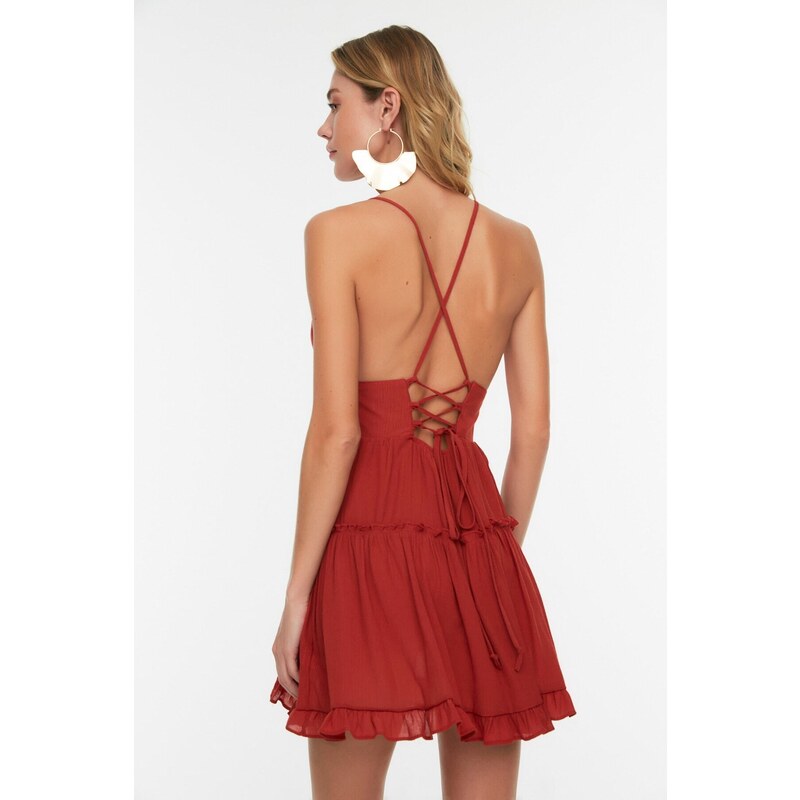 Trendyol Cinnamon Back Detailed Beach Dress