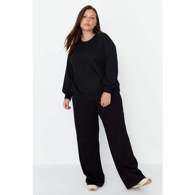 Trendyol Curve Black Wide-Cut Thin, Knitted Sweatpants