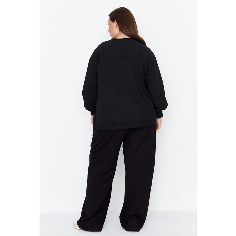 Trendyol Curve Black Wide-Cut Thin, Knitted Sweatpants