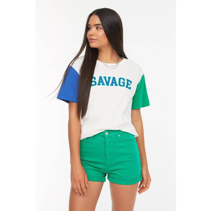 Trendyol Green Denim Shorts 107052291