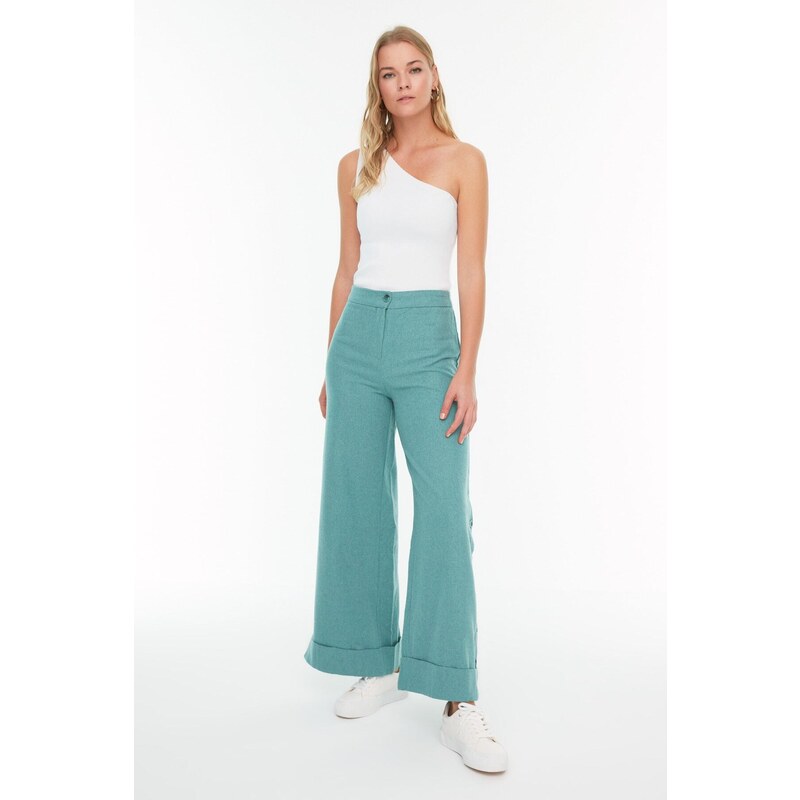 Trendyol Mint Button Detailed Woven Trousers