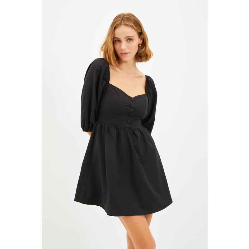 Trendyol Black Mini Waist Opening Balloon Sleeve Mini Woven