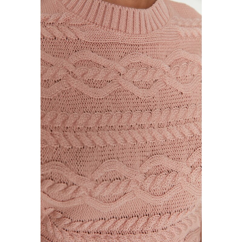 Trendyol Powder Knitted Detailed Knitwear Sweater