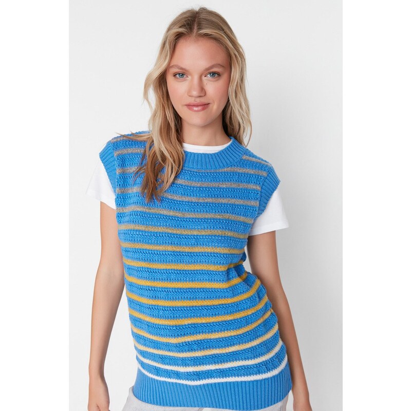 Trendyol Blue Color Block Knitwear Sweater