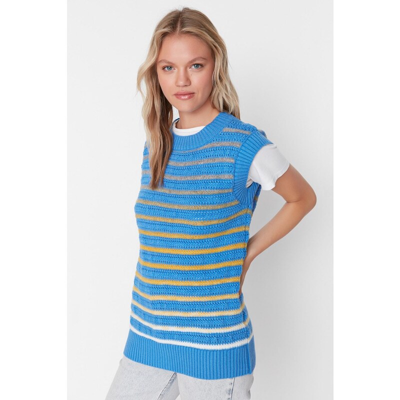 Trendyol Blue Color Block Knitwear Sweater