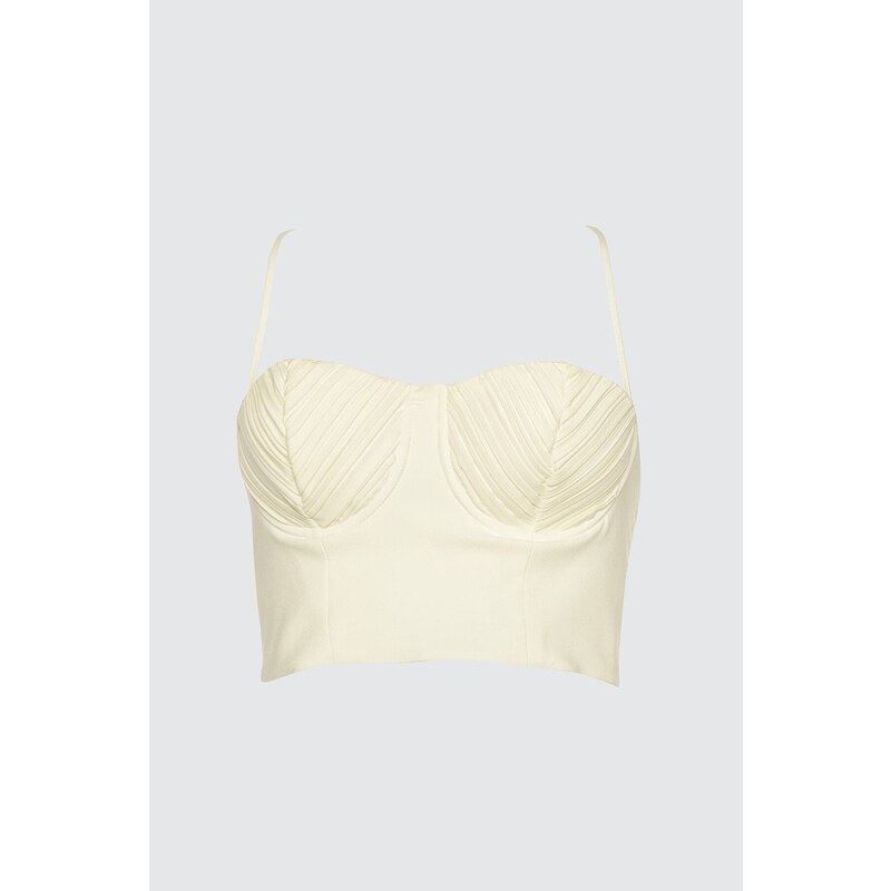 Trendyol Ecru Crop Lined Woven Bustier