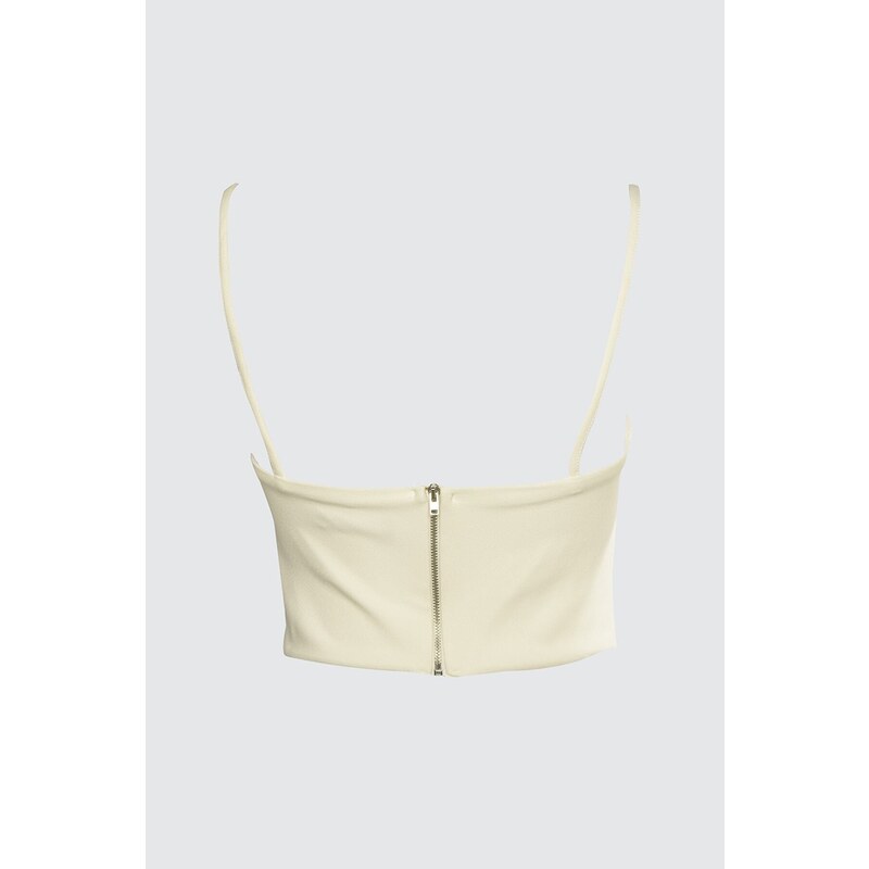 Trendyol Ecru Crop Lined Woven Bustier