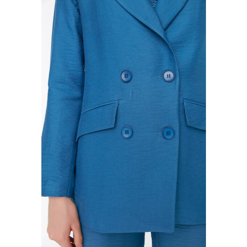 Trendyol Blue Woven Buttoned Blazer Jacket