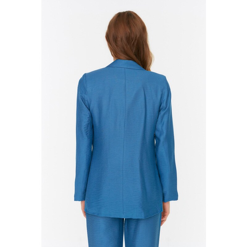 Trendyol Blue Woven Buttoned Blazer Jacket