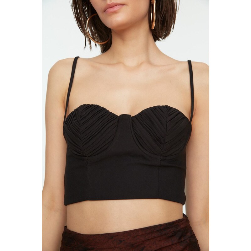 Trendyol Black Crop Lined Woven Bustier