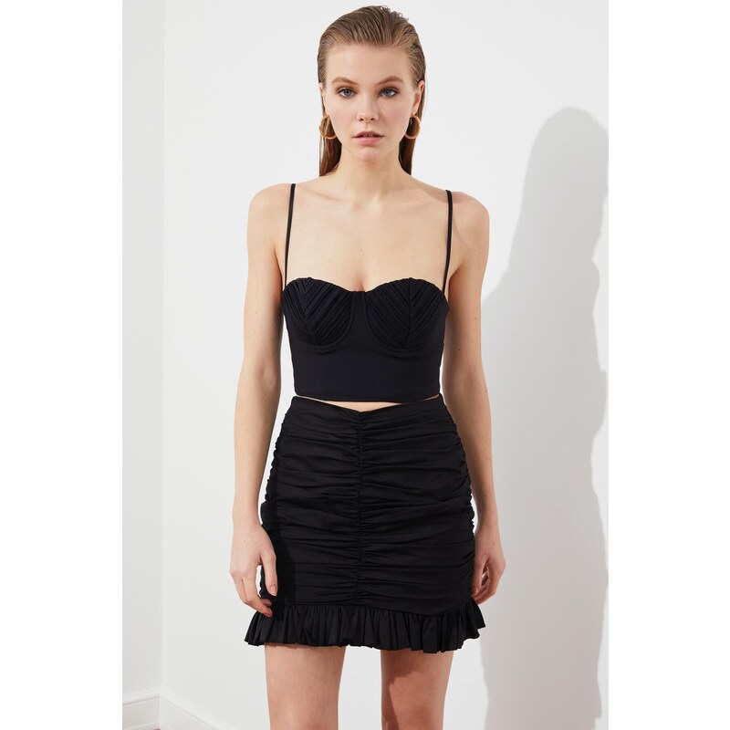 Trendyol Black Crop Lined Woven Bustier