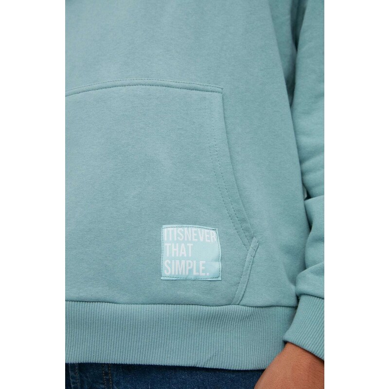 Trendyol Basic Mint Oversize/Wide-Fit Hooded Labeled Fleece Inner Sweatshirt