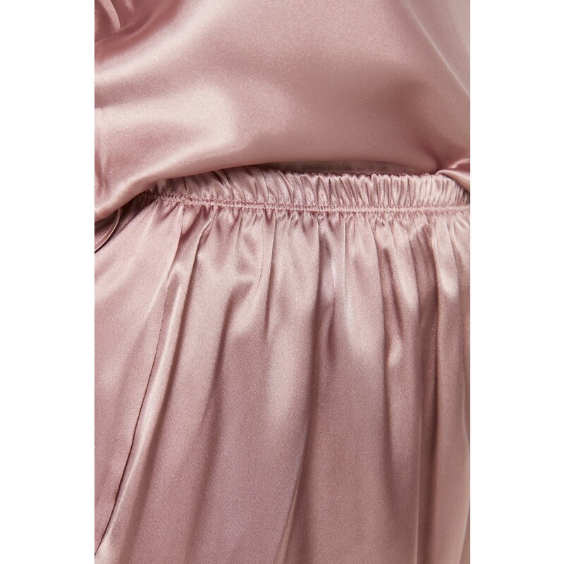 Trendyol Curve Pink Strap Satin Pajamas Set