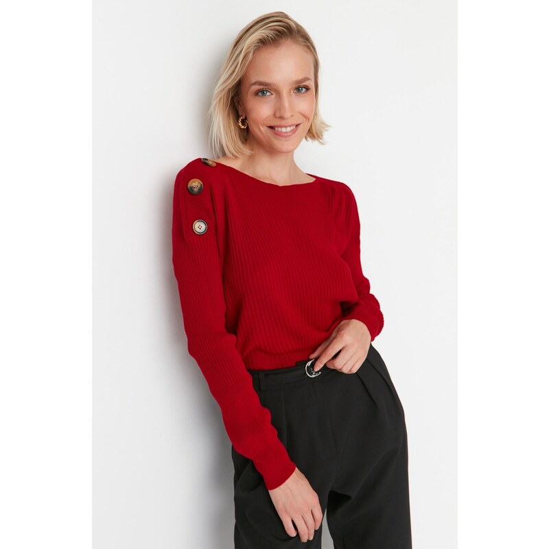 Trendyol Red Button Detailní pletený svetr