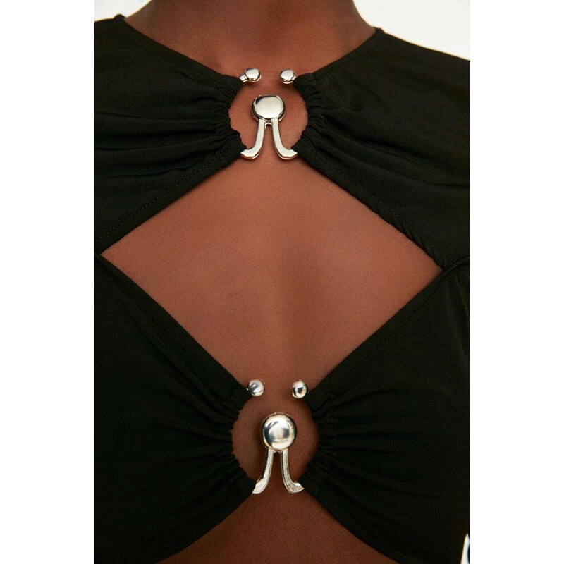 Trendyol Black Window/Cut Out Detailed Accessory Snaps Body