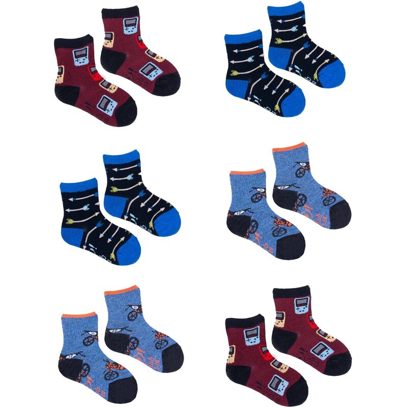 Yoclub Kids's Boys' Cotton Socks Patterns Colours 6-pack SKA-0117C-AA00-001