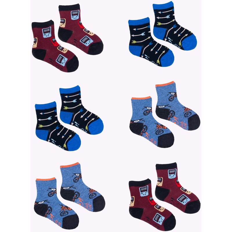 Yoclub Kids's Boys' Cotton Socks Patterns Colours 6-pack SKA-0117C-AA00-001