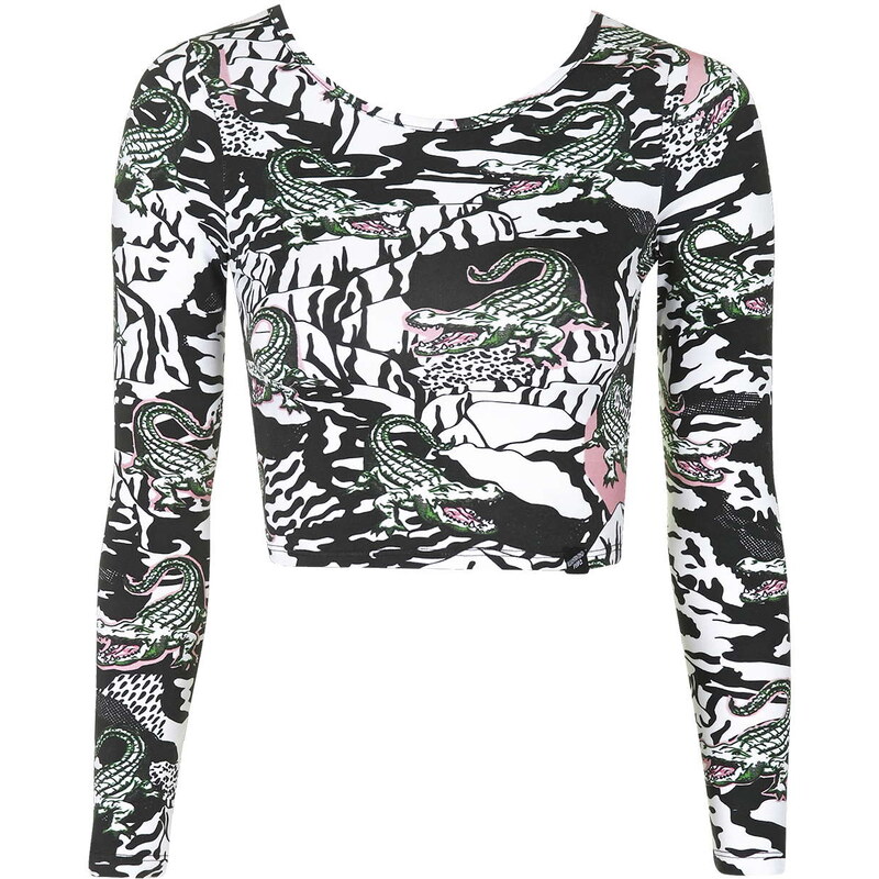 Topshop **Snappy Long Sleeve Crop Top by Illustrated People