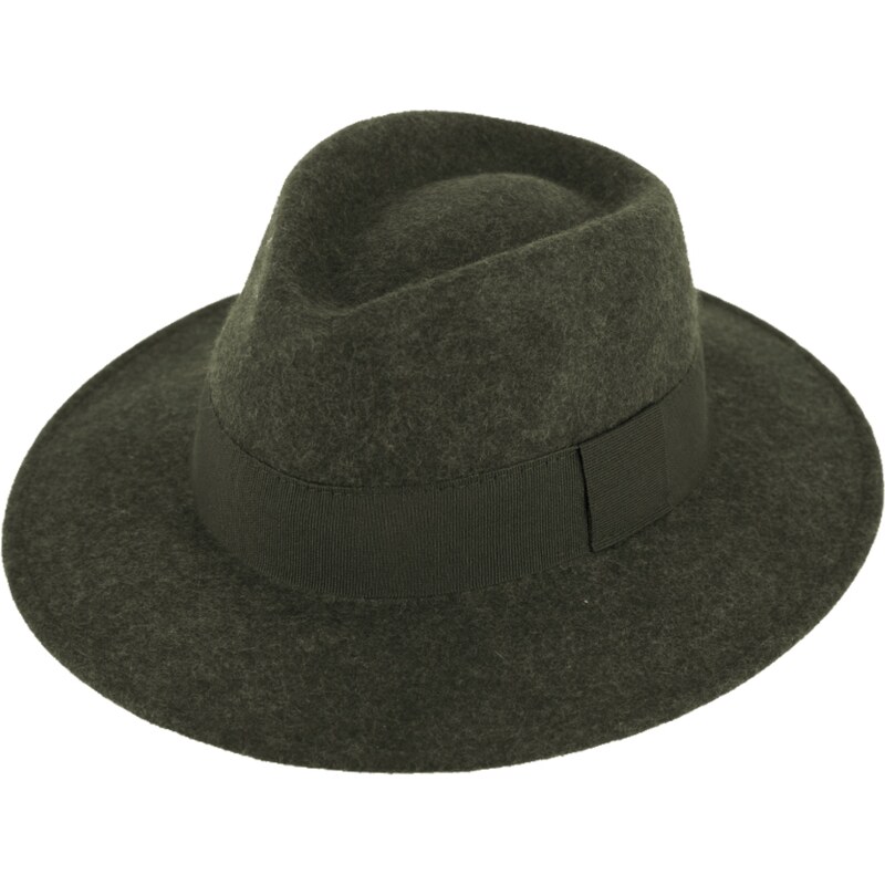 Fiebig Zimní myslivecký plstěný klobouk - zelený melanž s hedvábnou stuhou