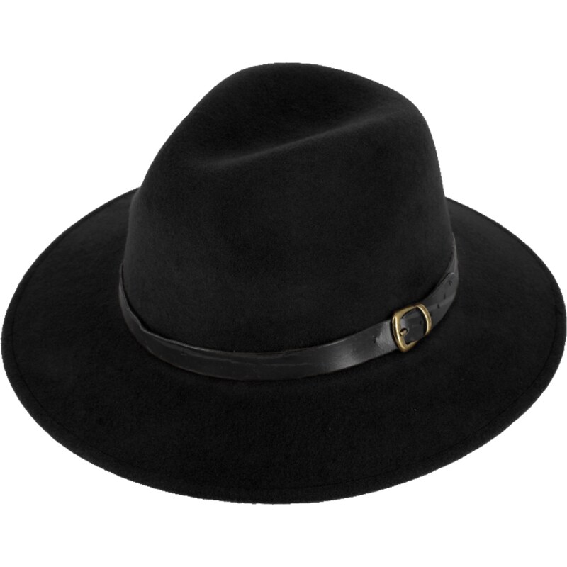 Cestovní černý nepromokavý, nemačkavý klobouk vlněný od Fiebig - Indiana Jones