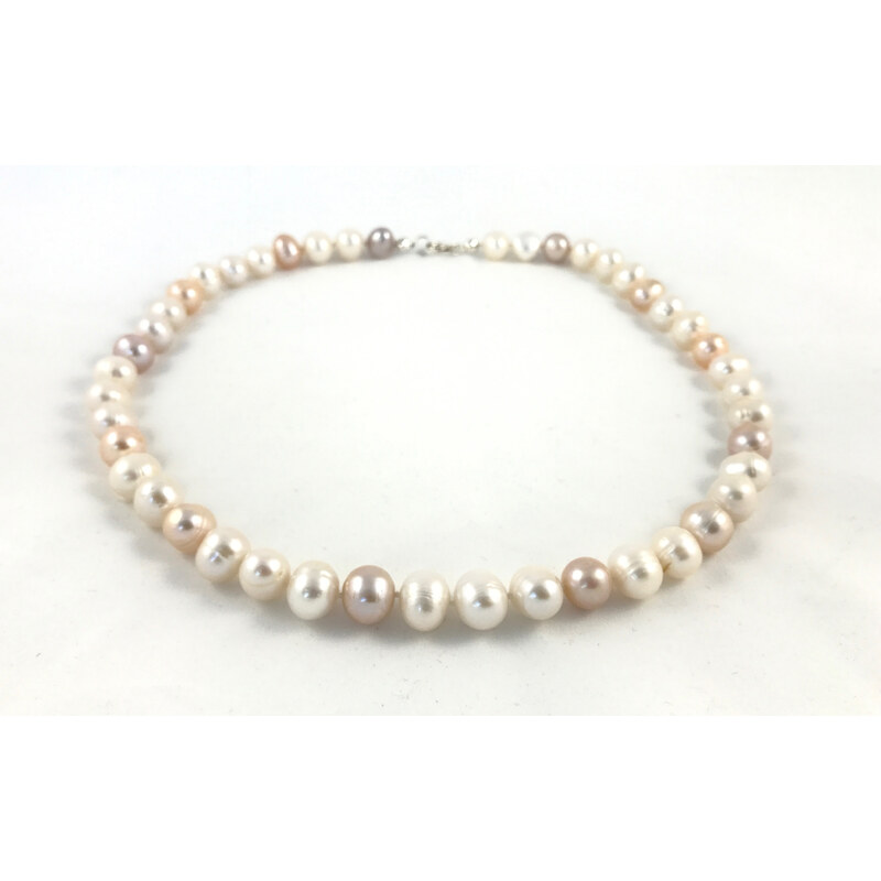 Náhrdelník bílé a barevné perly velké