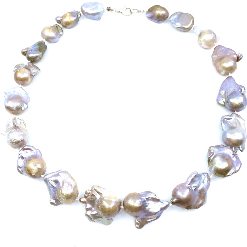 Perlový náhrdelník reborn levandulové a zlaté barvy