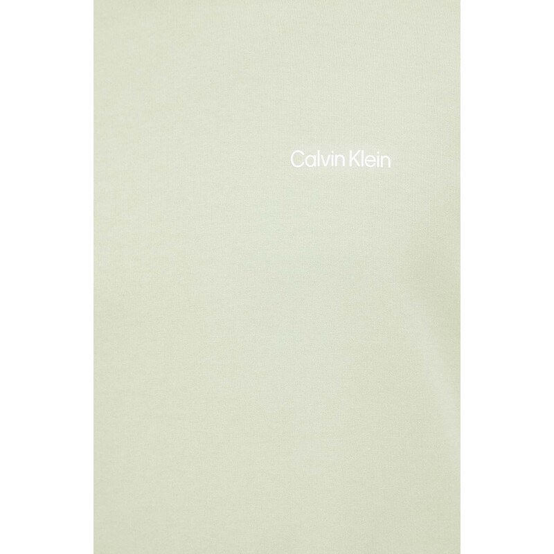 Mikina Calvin Klein pánská, zelená barva, s kapucí, hladká