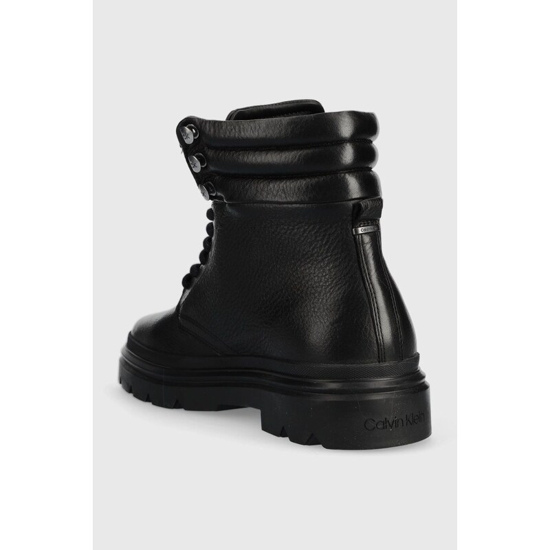 Kožené trapery Calvin Klein Combat Boot Pb Lth pánské, černá barva