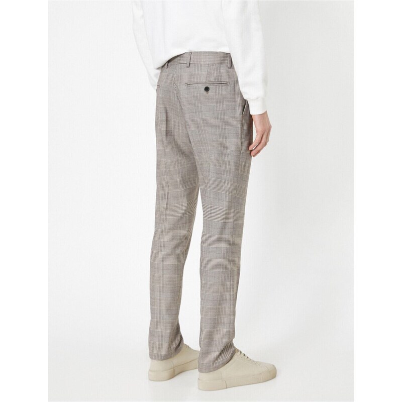 Koton Men's Brown Checkered Trousers