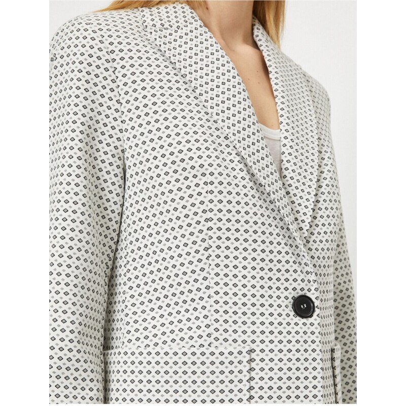 Koton Single Button Pocket Detail Gingham Patterned Jacket