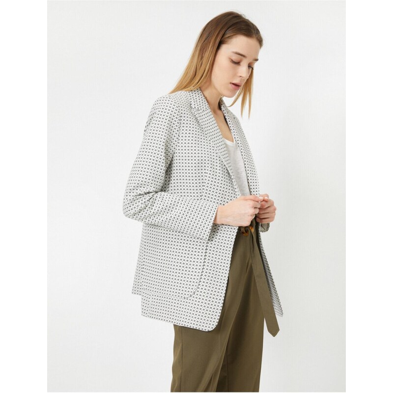 Koton Single Button Pocket Detail Gingham Patterned Jacket