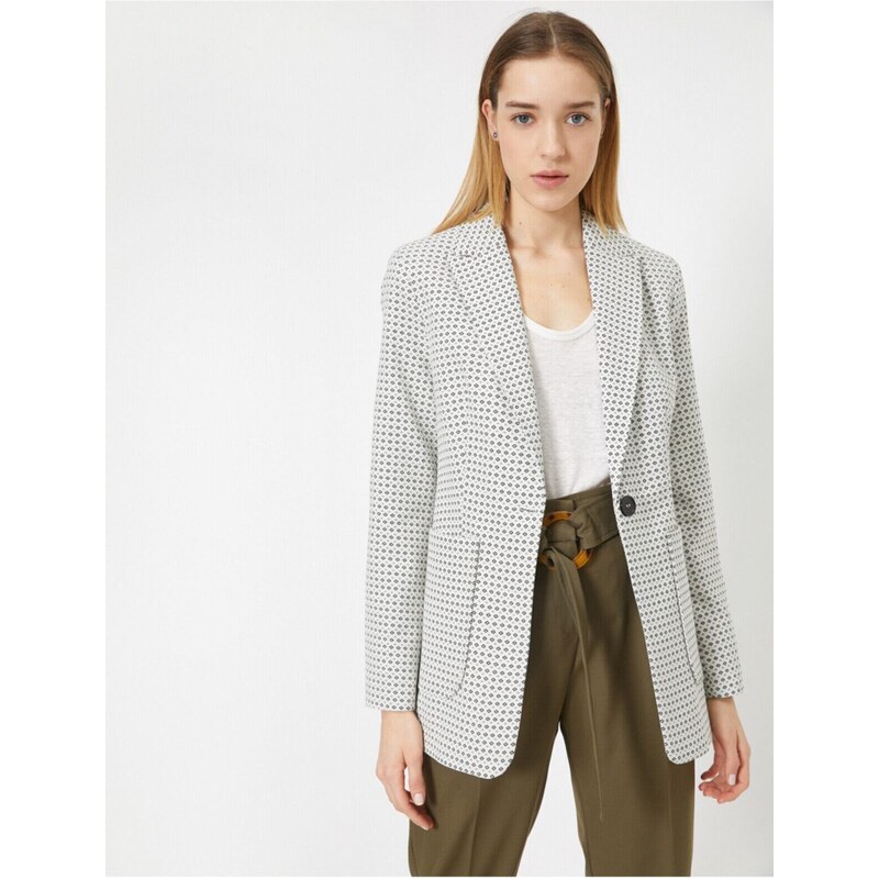 Koton Single Button Pocket Detail Gingham Patterned Jacket