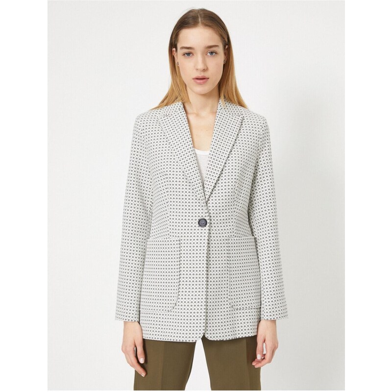 Koton Single Button Pocket Detail Gingham Patterned Jacket