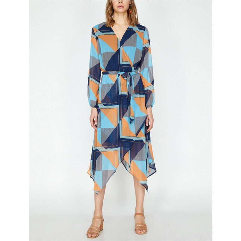 Koton Women's Navy Blue Patterned Dress