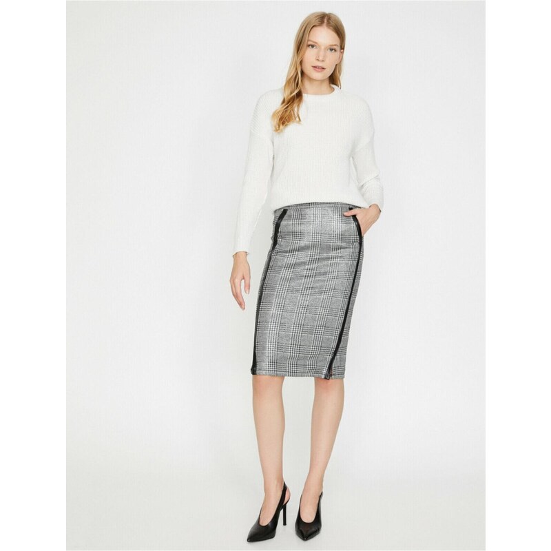 Koton Womens Checkered Pencil Skirt