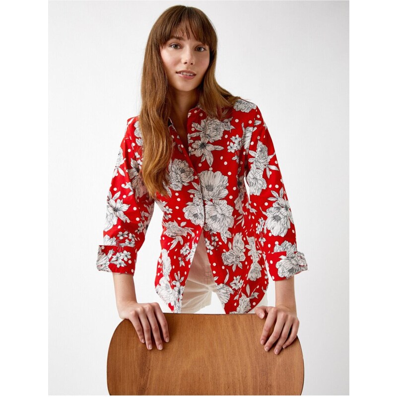 Koton Floral Patterned Shirt Long Sleeve Cotton