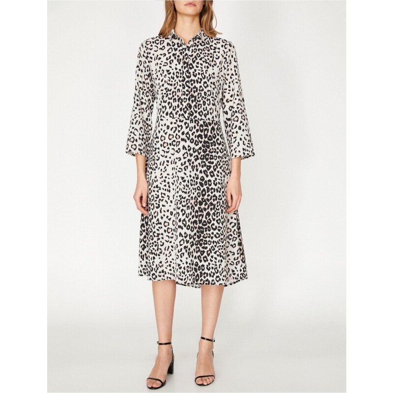 Koton Women's Brown Leopard Patterned Dress