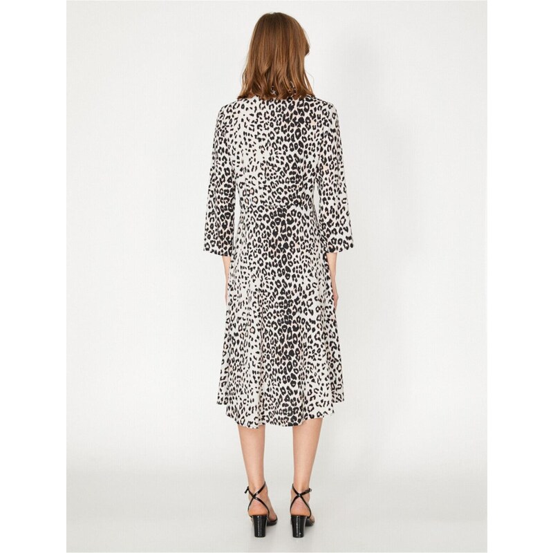 Koton Women's Brown Leopard Patterned Dress
