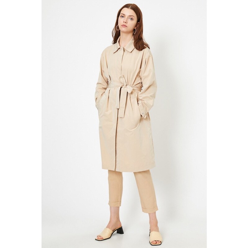 Koton Womens Beige Trench Coat