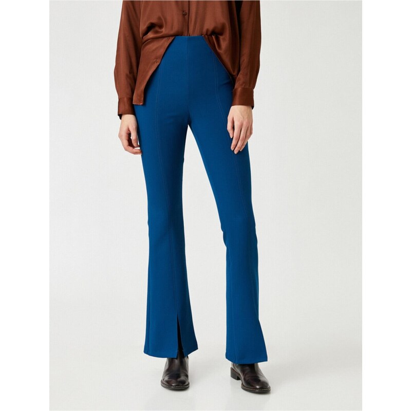 Koton Flared Leg High Waist Trousers with Slits on the Legs