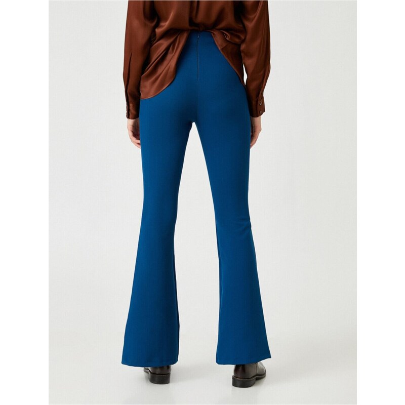 Koton Flared Leg High Waist Trousers with Slits on the Legs
