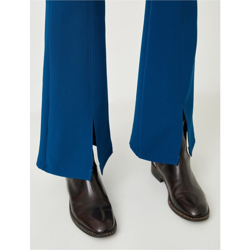 Koton Flared Leg High Waist Trousers with Slits on the Legs